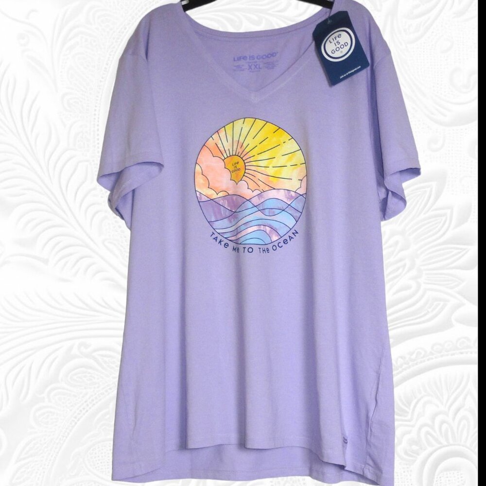 Life Is Good Women's Lavender Ocean Graphic Tee